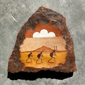 Tauz Arizona New Mexico Kokopelli Slate Stone Painted Art Decor Piece Vintage